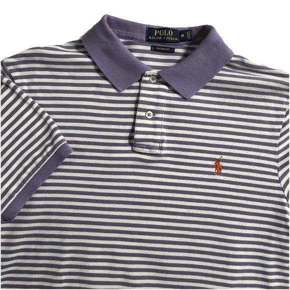 Polo Ralph Lauren Other - Polo Ralph Lauren Men's Polo Shirt Sz M Purple and White Striped Good Golf